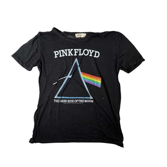 Hollister Tops - Hollister Pink Floyd Dark Side of the Moon Graphic Tee‎ Black Small S Rock Band
